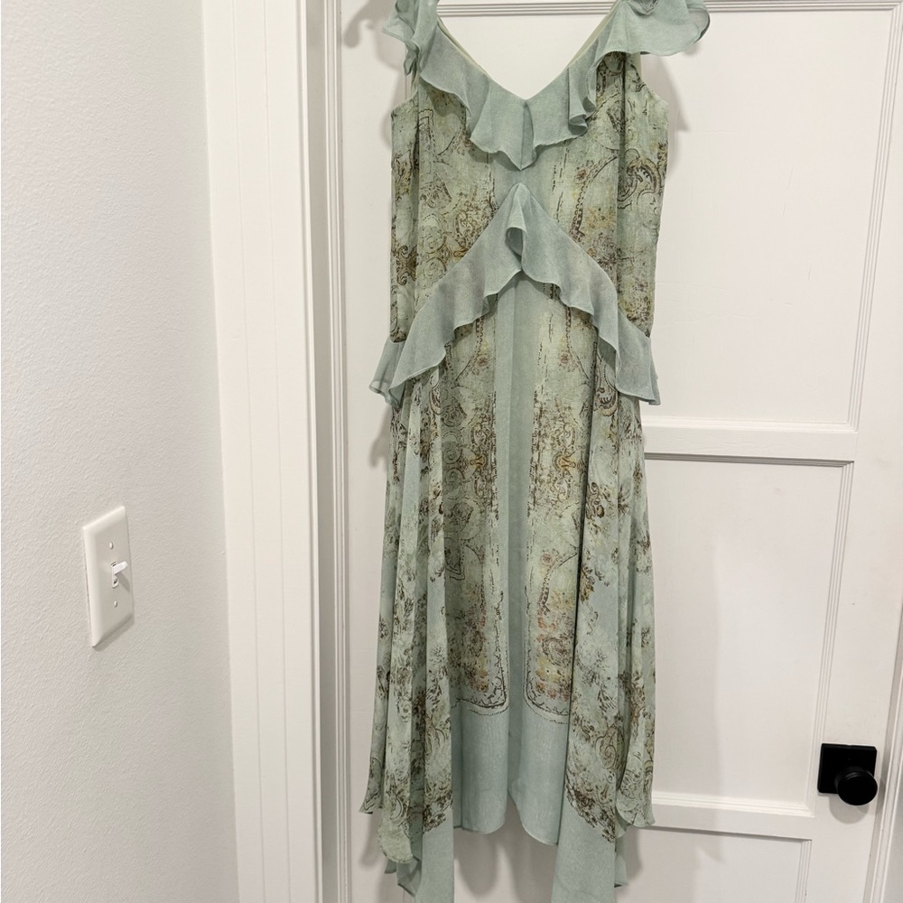 BCBGMaxAzria Asymmetrical Mint Dress with Ruffles - Picture 5 of 9